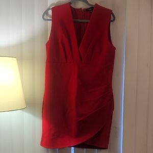 Lulu's Red Plunging V-Neck Mini Dress